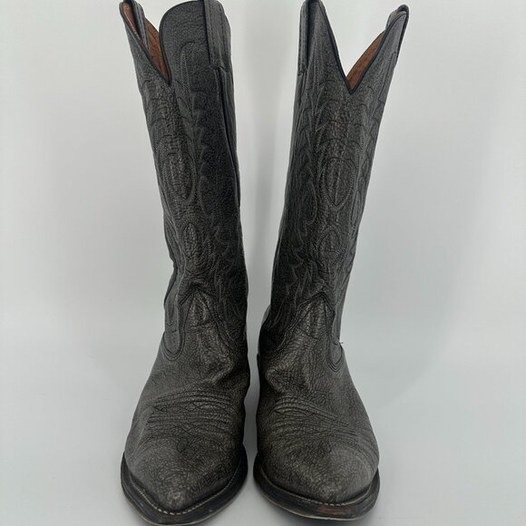 Nocona Vintage Black Leather Cowboy Boots Western Stitch Size 8D Made in USA - Picture 1 of 15